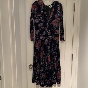 Black Floral Textured Velvet Gilda Swing Dress